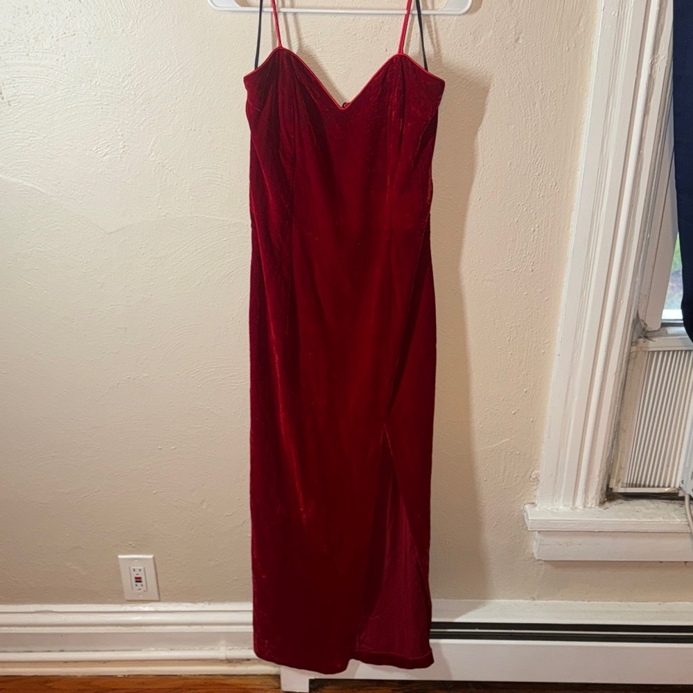 Vintage Velvet Strapless Red Dress